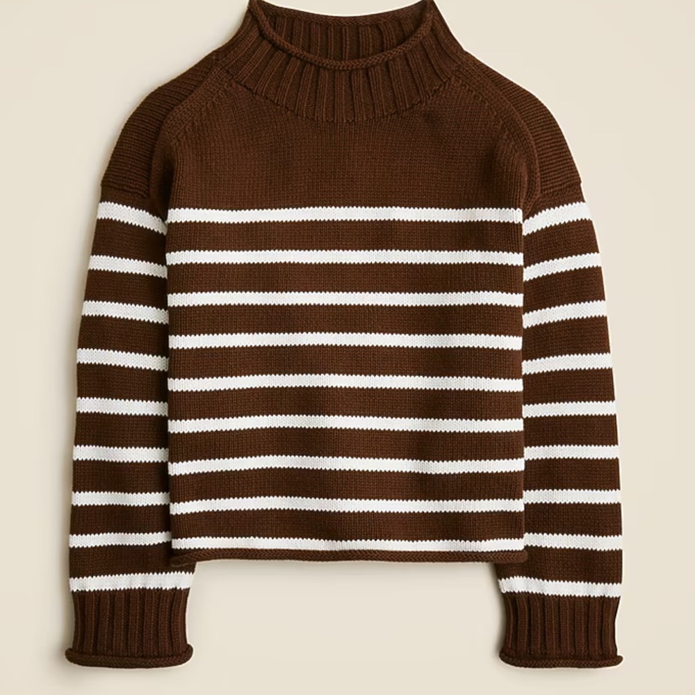 J. Crew 2025 Rollneck sweater brown stripe - Picture 2 of 4